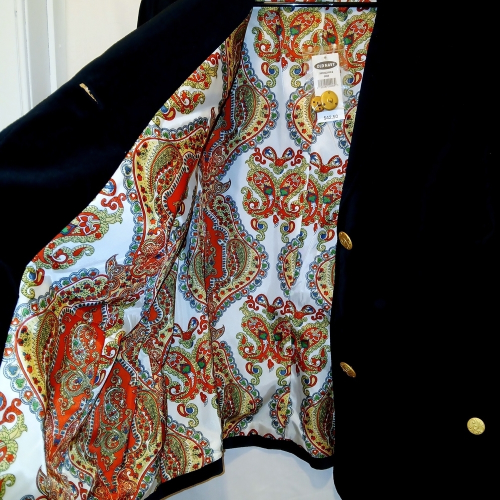 Old Navy Black Velvet  Blazer with Gold Buttons - Picture 3 of 4